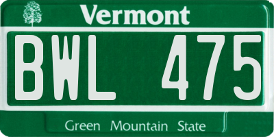 VT license plate BWL475