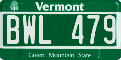 VT license plate BWL479