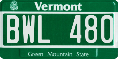 VT license plate BWL480