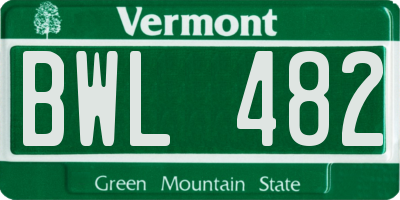 VT license plate BWL482