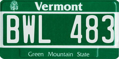 VT license plate BWL483