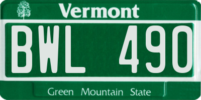 VT license plate BWL490