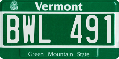 VT license plate BWL491