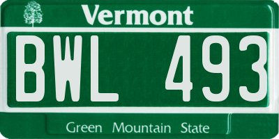 VT license plate BWL493