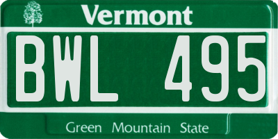 VT license plate BWL495