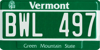 VT license plate BWL497
