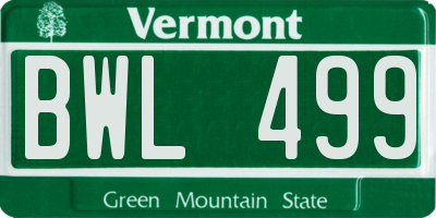 VT license plate BWL499