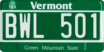 VT license plate BWL501