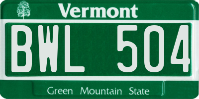 VT license plate BWL504