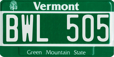 VT license plate BWL505