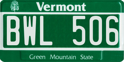 VT license plate BWL506
