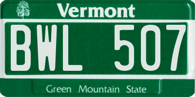 VT license plate BWL507
