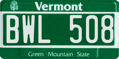 VT license plate BWL508