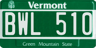 VT license plate BWL510