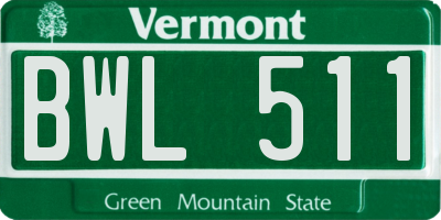 VT license plate BWL511