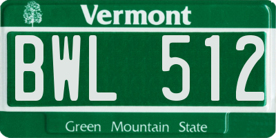 VT license plate BWL512