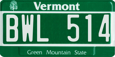 VT license plate BWL514