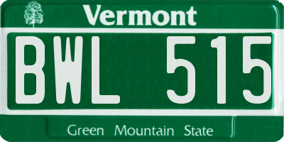 VT license plate BWL515