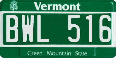 VT license plate BWL516