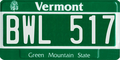 VT license plate BWL517