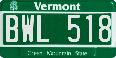 VT license plate BWL518