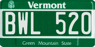 VT license plate BWL520
