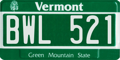VT license plate BWL521