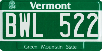 VT license plate BWL522