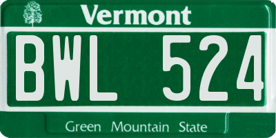 VT license plate BWL524
