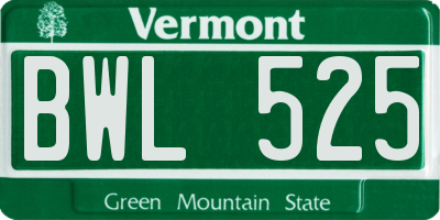 VT license plate BWL525