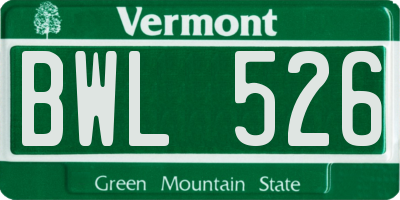 VT license plate BWL526