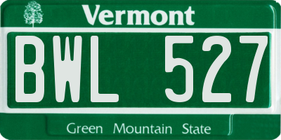 VT license plate BWL527
