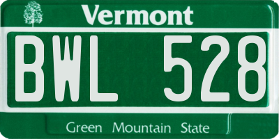 VT license plate BWL528