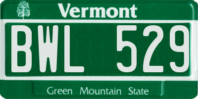 VT license plate BWL529