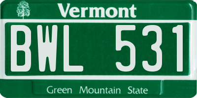 VT license plate BWL531