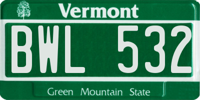 VT license plate BWL532