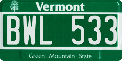 VT license plate BWL533