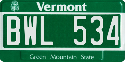 VT license plate BWL534