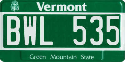 VT license plate BWL535