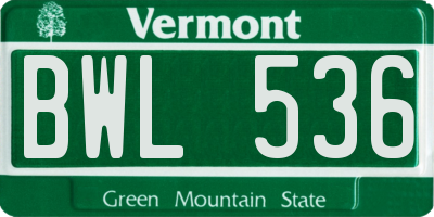 VT license plate BWL536