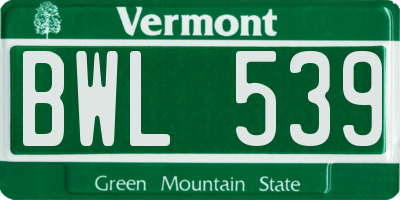 VT license plate BWL539
