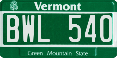 VT license plate BWL540