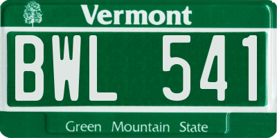 VT license plate BWL541
