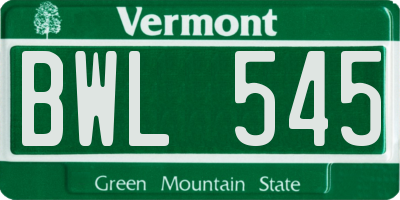 VT license plate BWL545