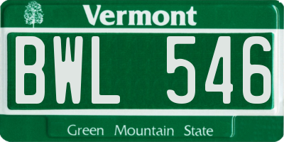 VT license plate BWL546