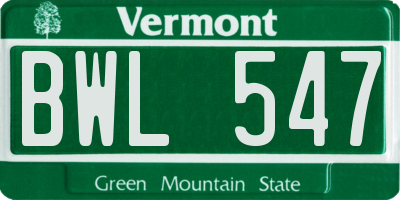 VT license plate BWL547