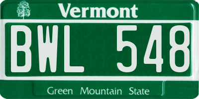 VT license plate BWL548