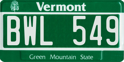 VT license plate BWL549