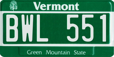 VT license plate BWL551