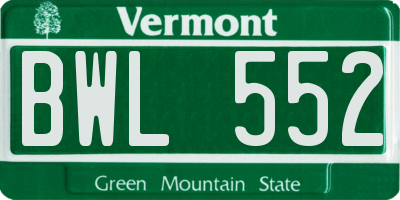 VT license plate BWL552